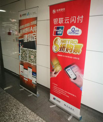 Aluminium Wide Pull Up Banners Black / Silver Color Single Sided Type