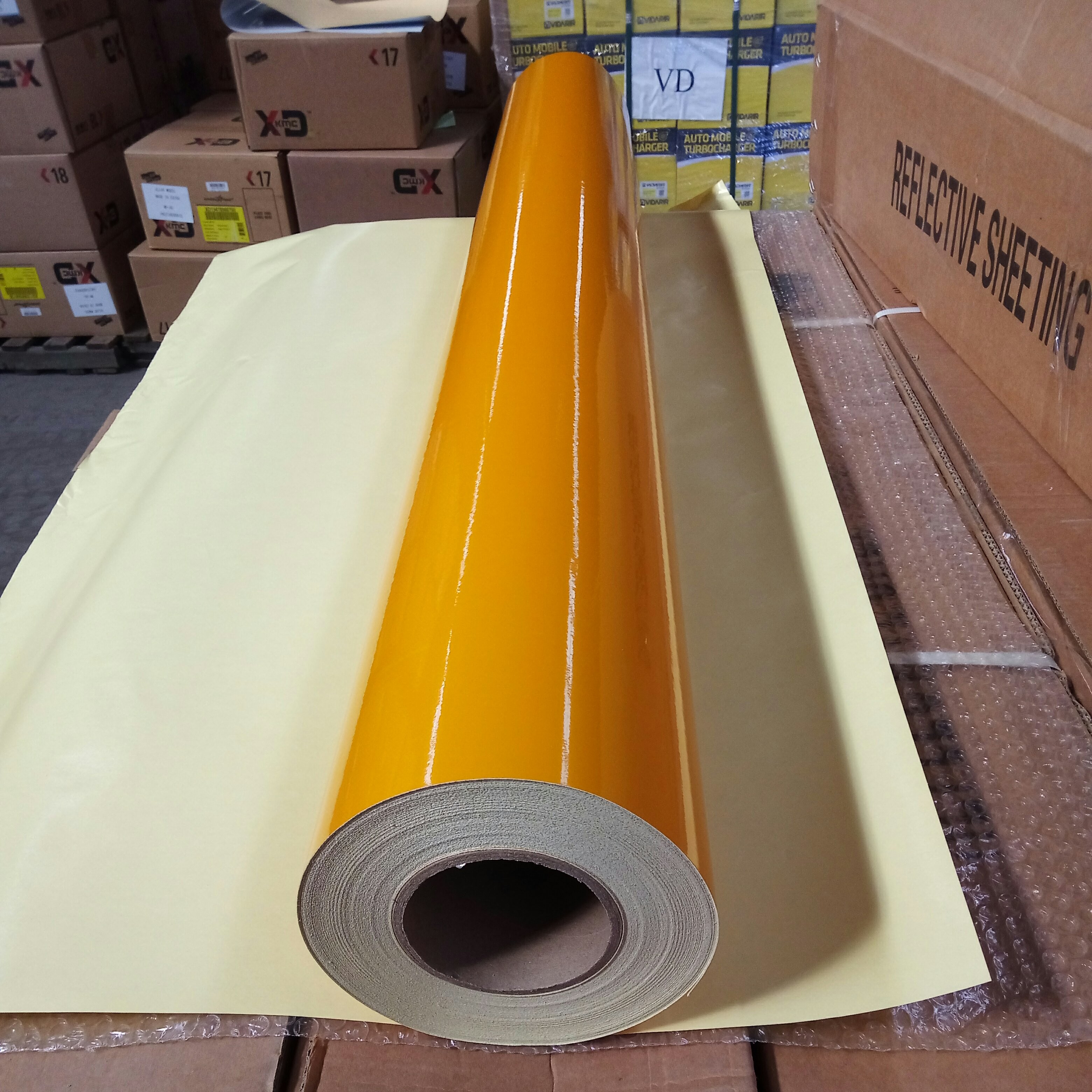 Printable High Intensity Reflective Vinyl Film , Yellow Reflective Vinyl PVC Material